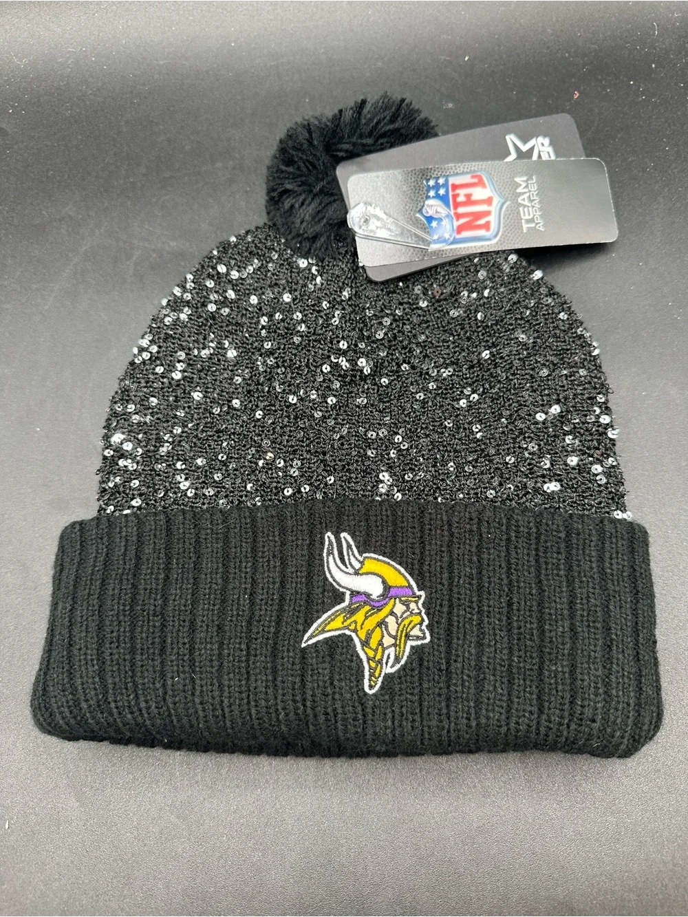 NWT Licensed Starter Minnesota Vikings Knit Beanie Winter Hat NFL Sequins